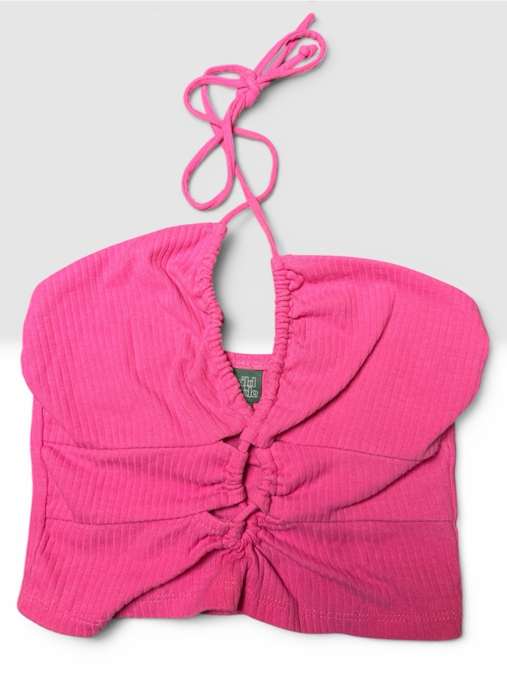 Hot pink key hole halter tie string